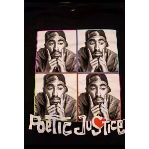 Poetic Justice Tupac Portrait Squares  Graphic T-Shirt‎ Mens Size L